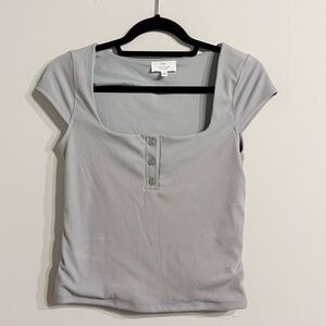 Love to Dream Light Gray Short Sleeve Top